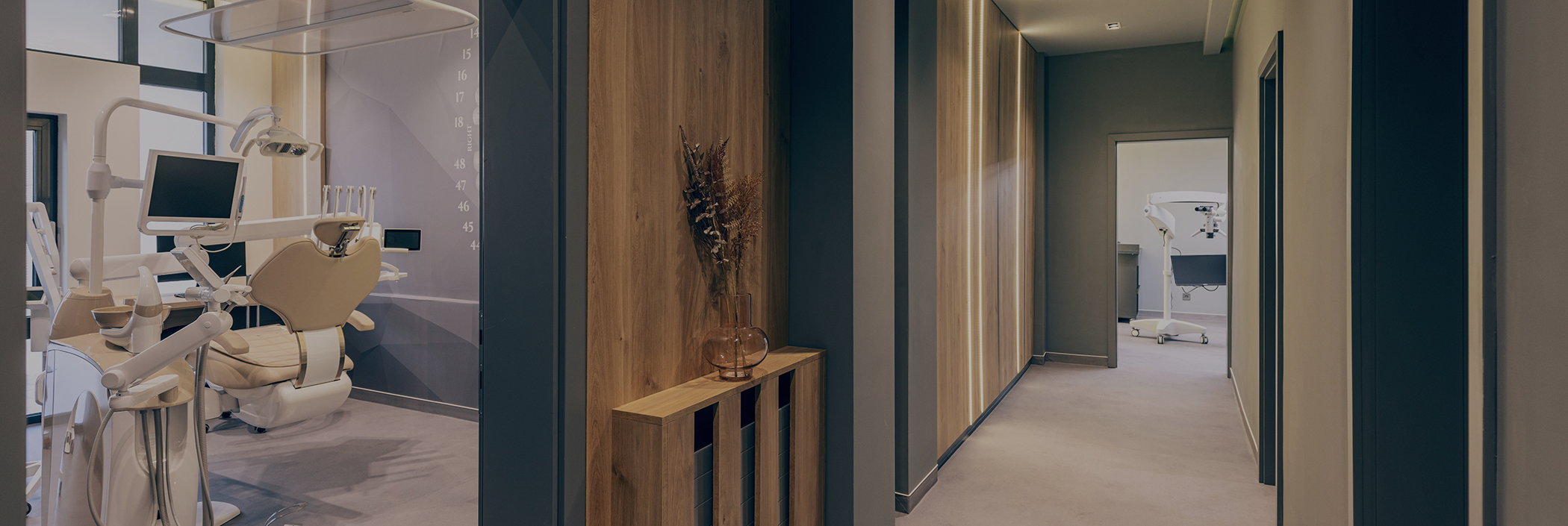 Hallway leading to treatment rooms in dental office